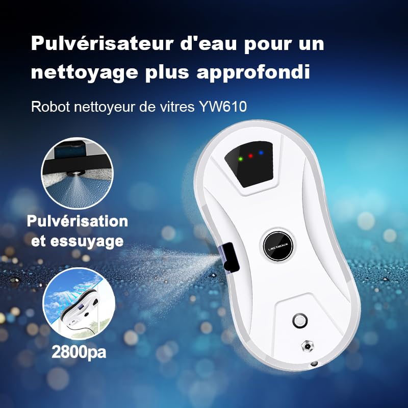 Robot Nettoyeur Vitre Automatique, avec Fonction de pulvérisation d'eau, Navigation Intelligente, Triple Système de Sécurité, pour Surfaces Lisses - 6