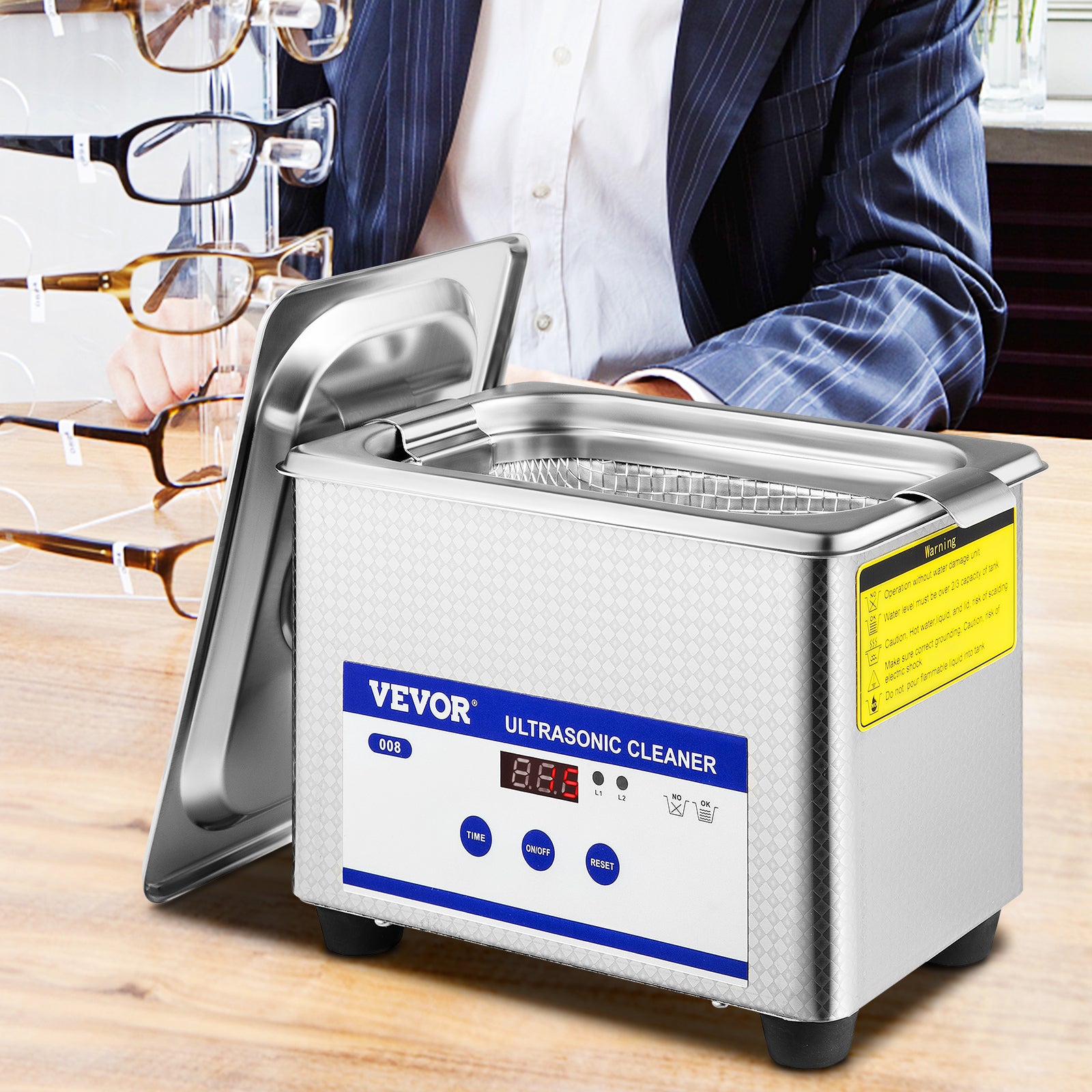 Machine de Nettoyage à Ultrasons VEVOR 0,8 L,Professionel Nettoyeur à Ultrasons Écran Affichage LED 220 V,Nettoyeur Ultrasons Acier Inoxydable - 8
