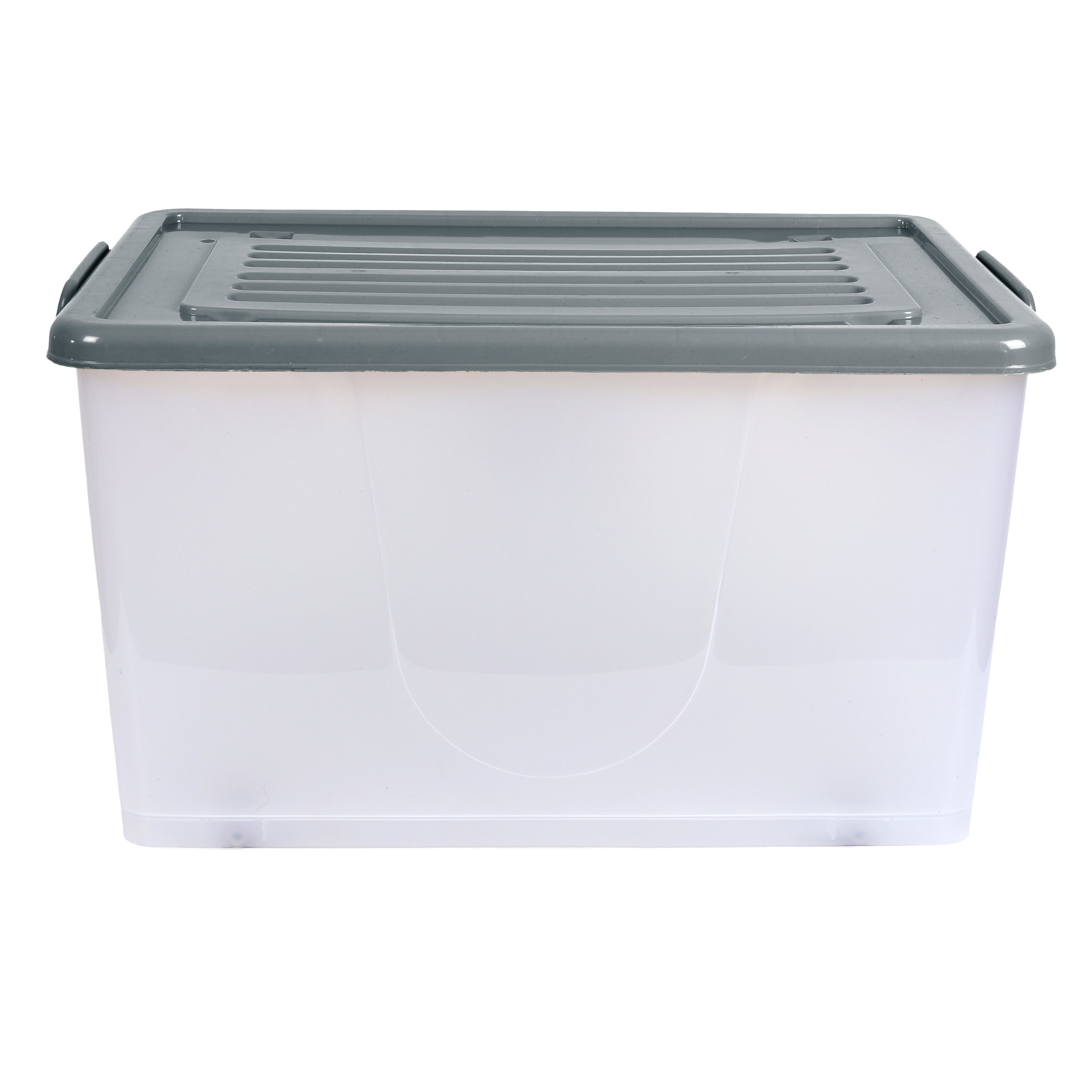 Boîte de Rangement - JE CHERCHE UNE IDEE - 60 L - Plastique - Sur Roulettes - Transparente - Grise - 2