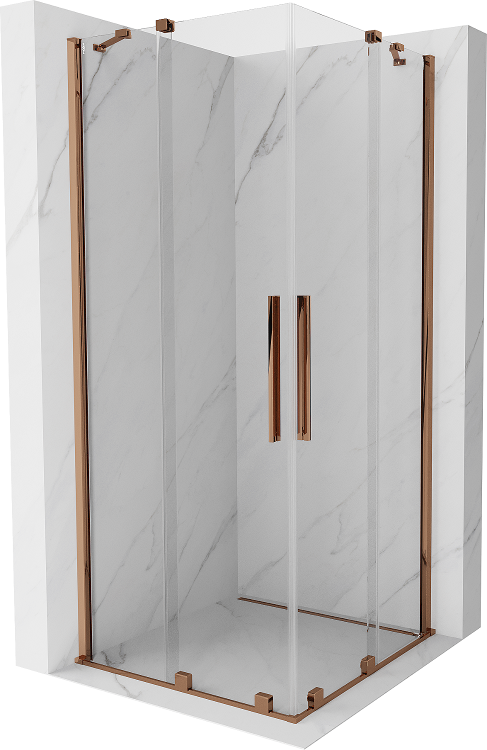 Mexen Velar Duo kabina prysznicowa rozsuwana 90 x 90 cm, transparent, różowe złoto - 871-090-090-02-60