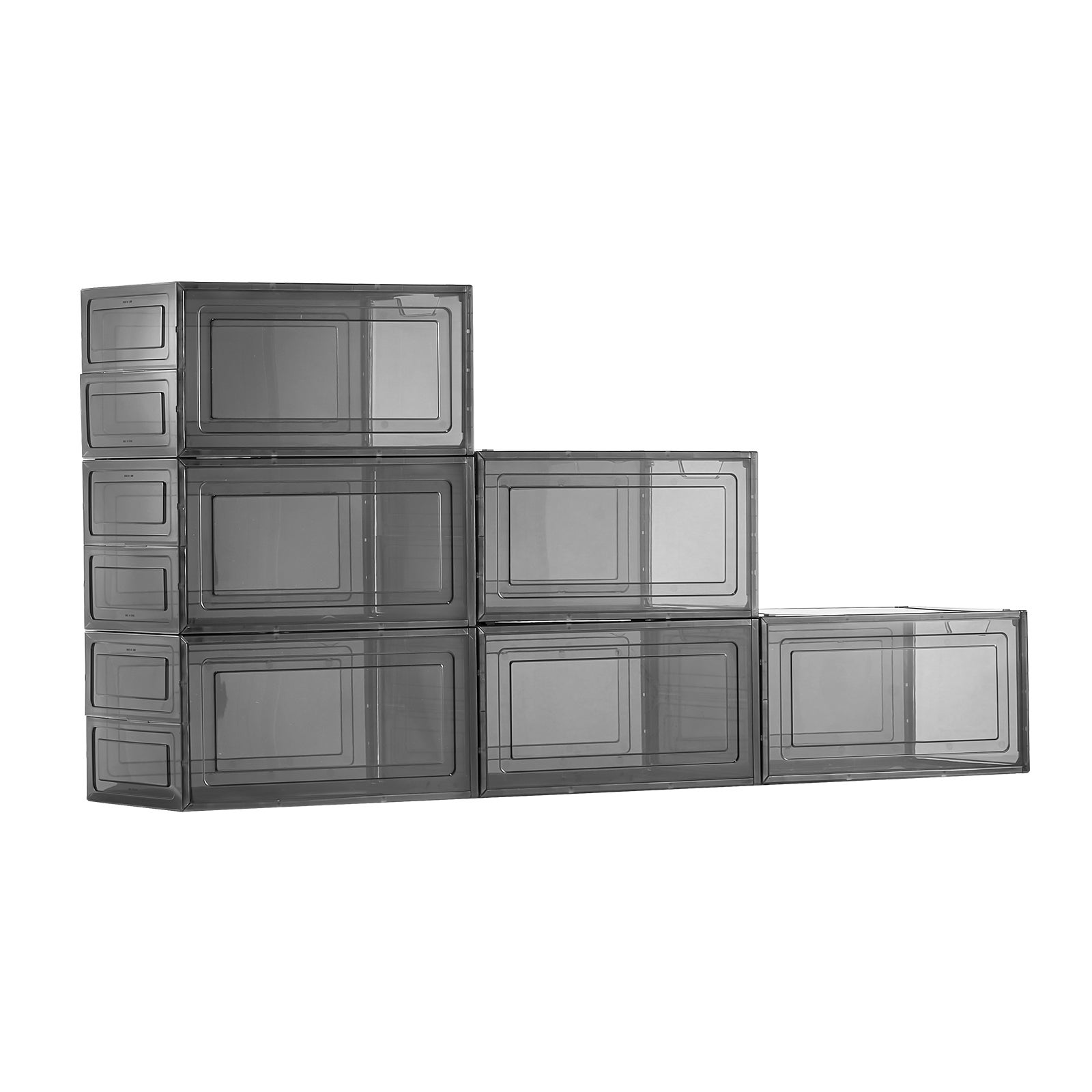 Boîtes à Chaussures Empilables,Lot de VEVOR 6,Jusqu’à Pointure US 13,Plastique avec Porte Magnétique,Bottes Talons Chapeaux,Noir - 9