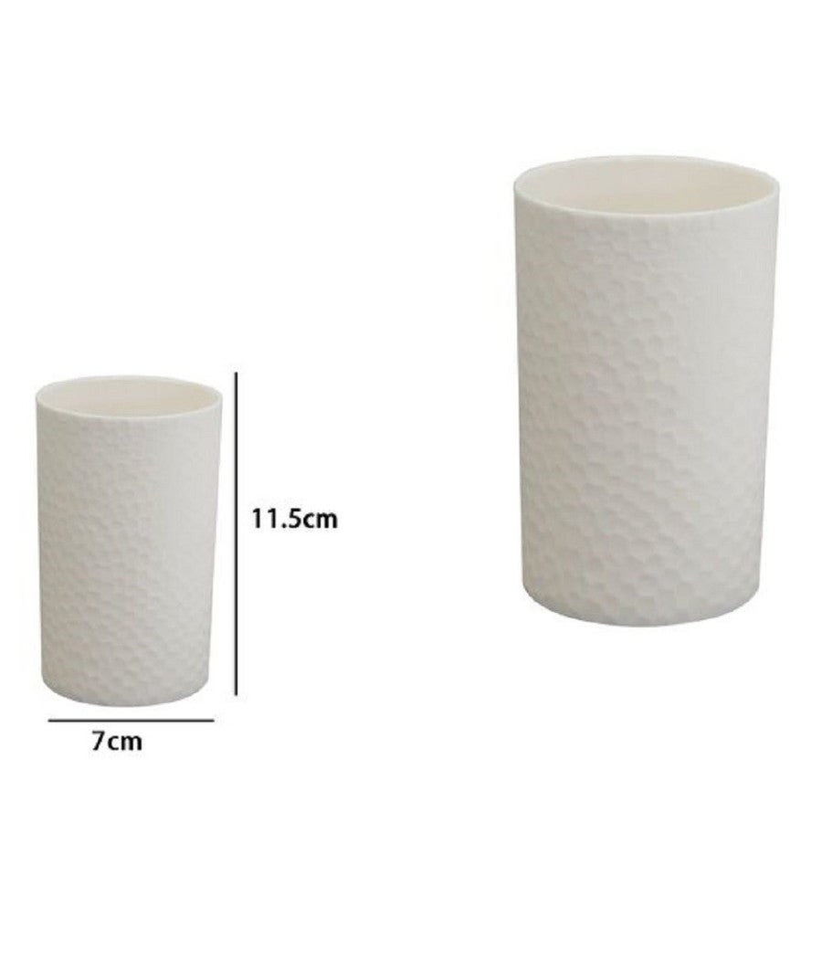 Trade Shop - Bicchiere Porta Spazzolini Da Denti Colore Bianco Accessori Arredo Bagno 79779 - - 2