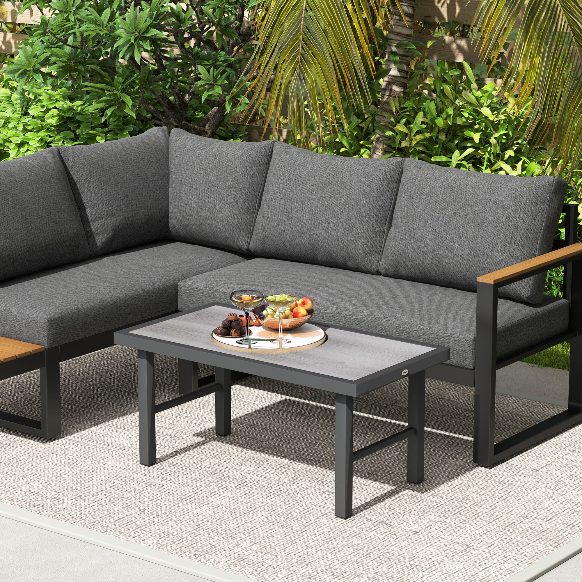Table basse de jardin rectangulaire en Métal Gris - 8