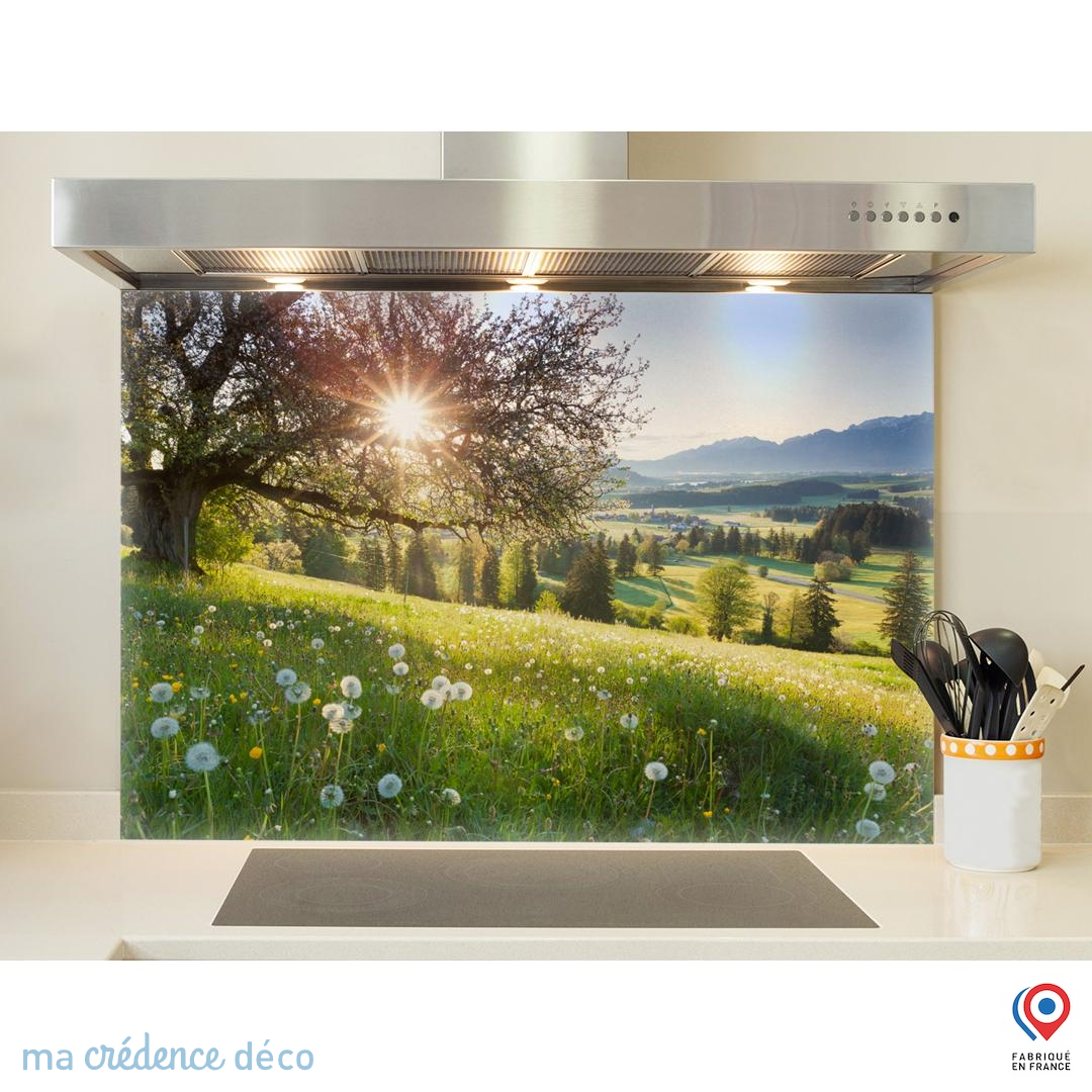 Crédence cuisine fond de hotte Paysage nature et soleil Verre trempé — free download