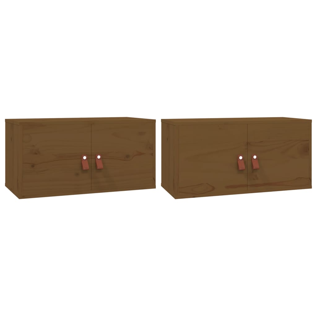 Maison Exclusive - Armarios de pared 2 uds madera pino marrón miel 60x30x30 cm - 2