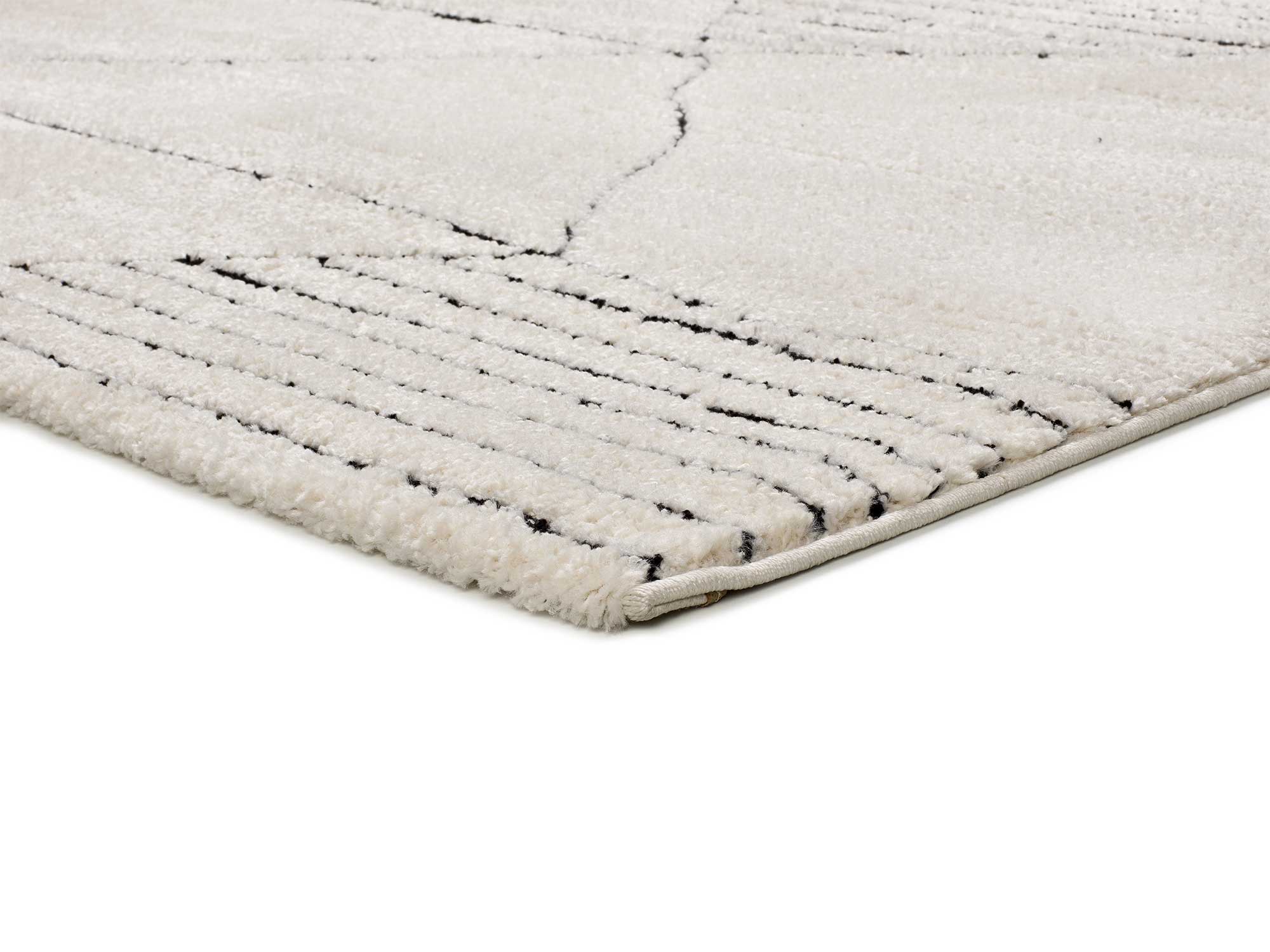 Alfombra interior blanco rectangular 120 x 170 cm TURIN étnico con relieve - ATTICGO - 3