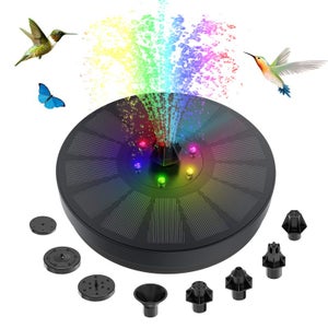 Fontana LED Da Giardino A Energia Solare &ndash; Con Pompa E Pannello, Effetto Acqua, Colore Grigio