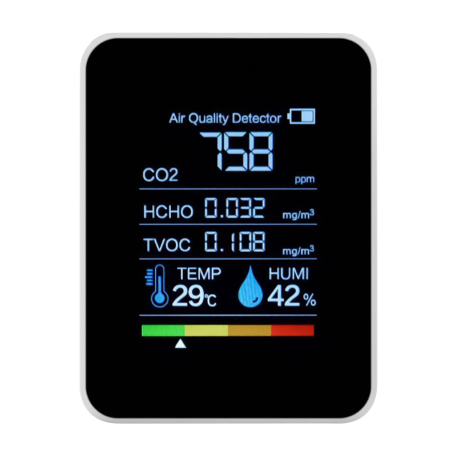 Testeur d'air détecteur de monoxyde de carbone pour la maison, mesures CO2 HCHO TVOC, température, humidité, moniteur de sécurité pour tentes - 6