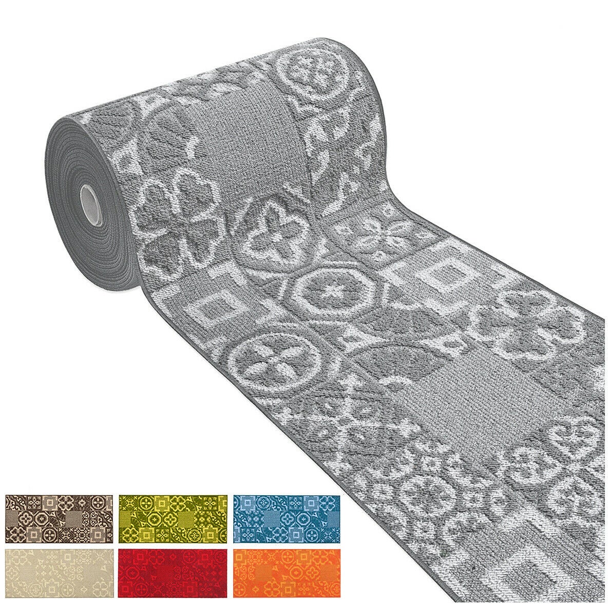 Tapis de Cuisine 50x75 cm Moderne Coureur Bordé Absorbant Antidérapant Lavable Maiolique 3D Beige - 5