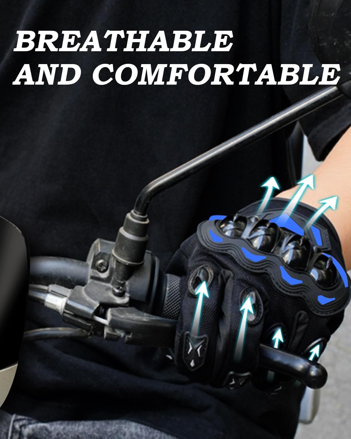 Gants de moto pour homme et femme - Respirants - Écran tactile - Gants de motocross - VTT - Pour la conduite, le cyclisme, la trottinette，XL,bleu - 2