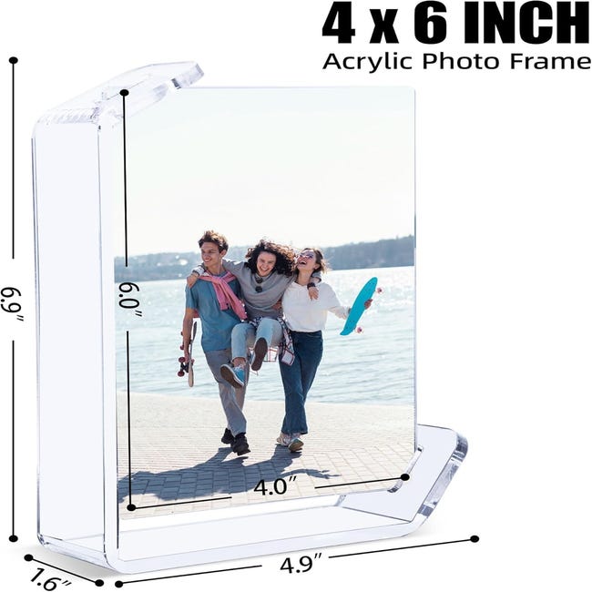 Cornice Portafoto Magnetica In Acrilico 10x15 Cm - Trasparente Double Face Per Scrivania