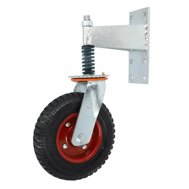 Roulette de portail en acier à haute teneur en carbone et caoutchouc de 8 pouces, capacité de charge de 600 lb (rouge)