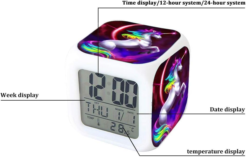 Réveil numérique licorne pour s, réveil de chevet enfant avec veilleuse LED, cadeau d'anniversaire pour enfants, femmes et adultes (Licorne) - 4