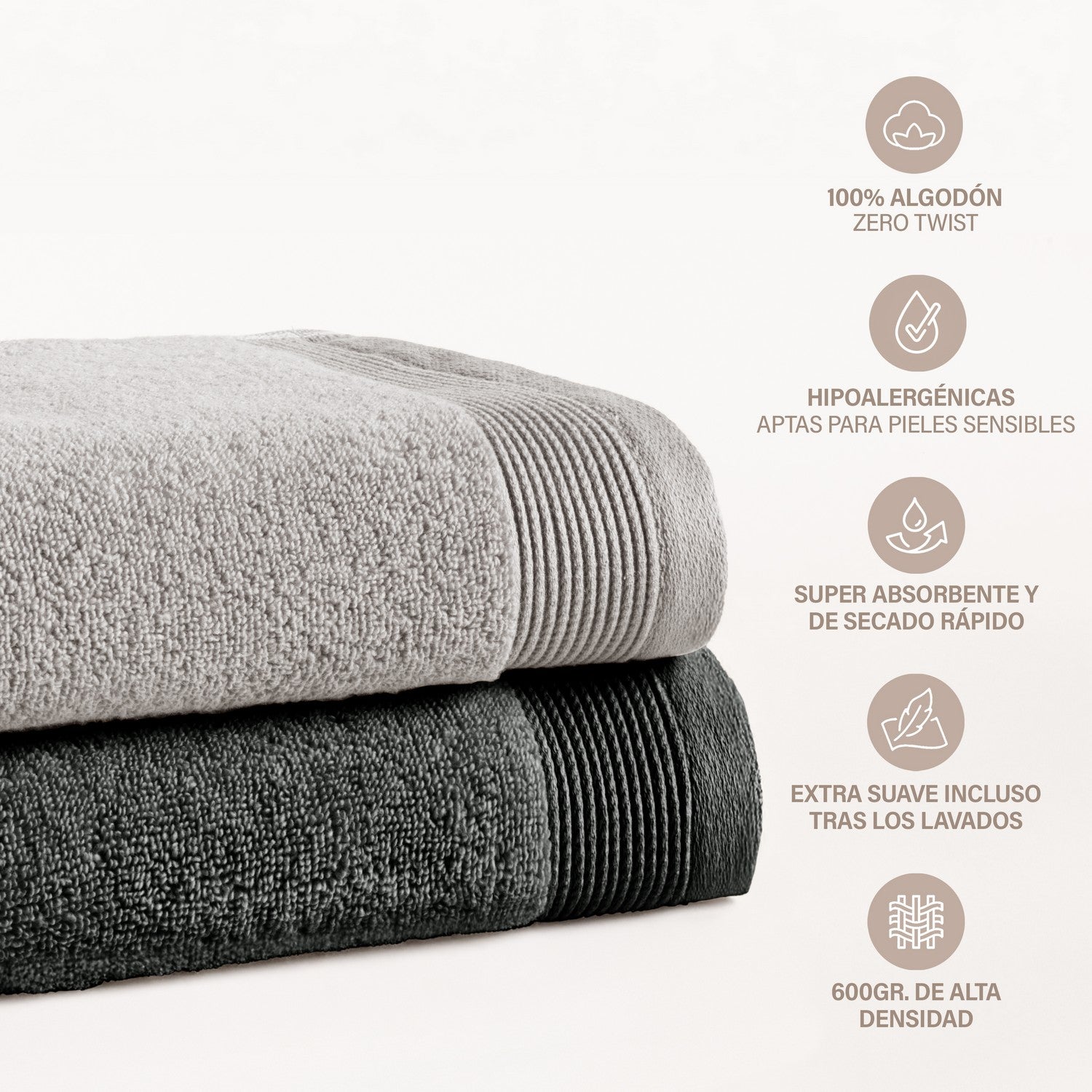 Asciugamani - Asciugamani viso di lusso - Set asciugamani - Cotone - Qualità alberghiera - Set di 6 - 33x33 cm Marrone scuro | Leroy Merlin