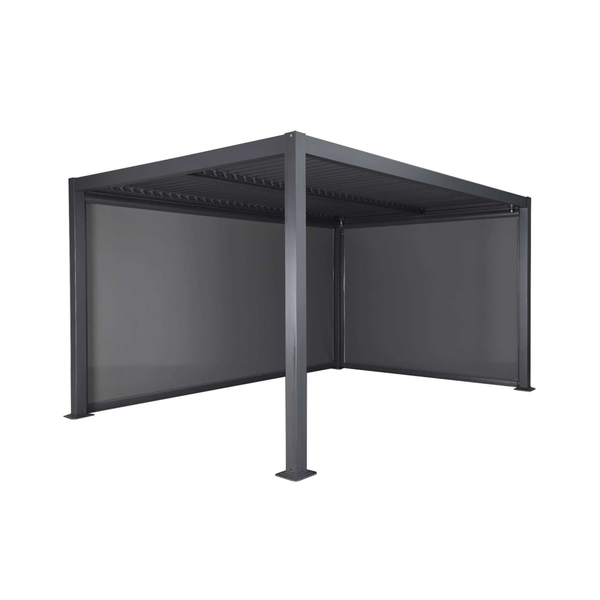 Pergola bioclimatica 3x4m in alluminio + tenda da 3m + tenda da 4m, Antracite - 9