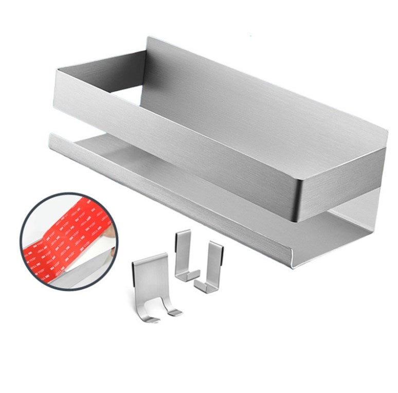 Mensola Doccia Senza Forare LIEBHEIM - Acciaio Inox, Adesivo Forte, Con Ganci