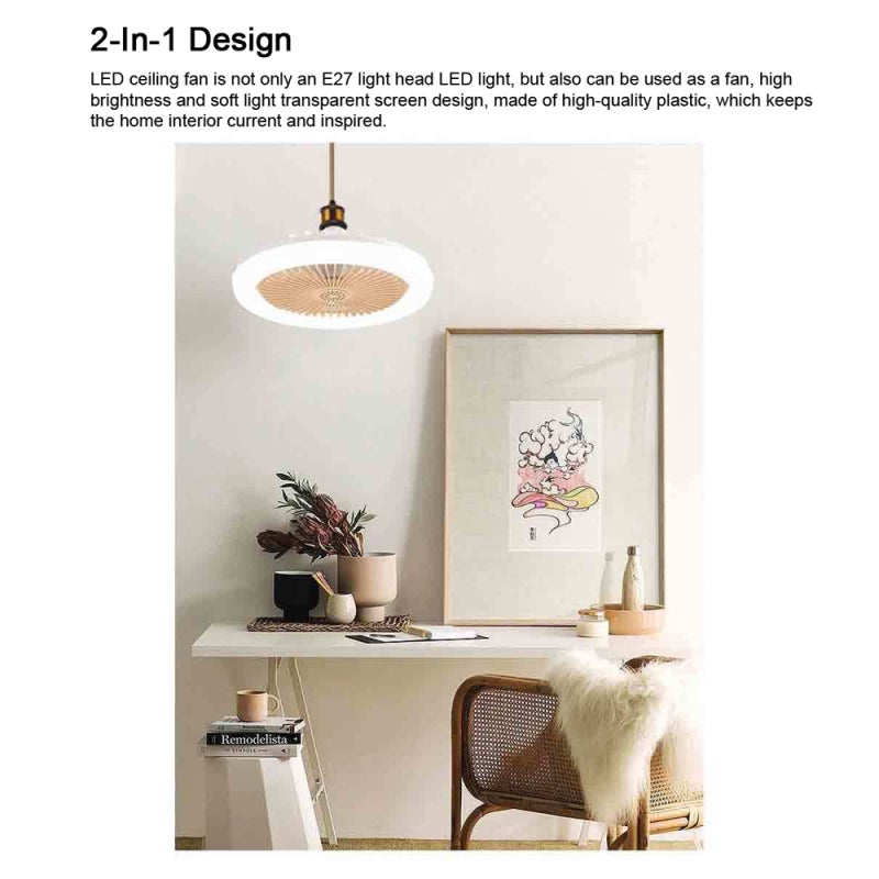 Ventilateur de plafond moderne 2-en-1 avec éclairage, 3 vitesses réglables, discret, idéal maisons ou résidences étudiantes - 5