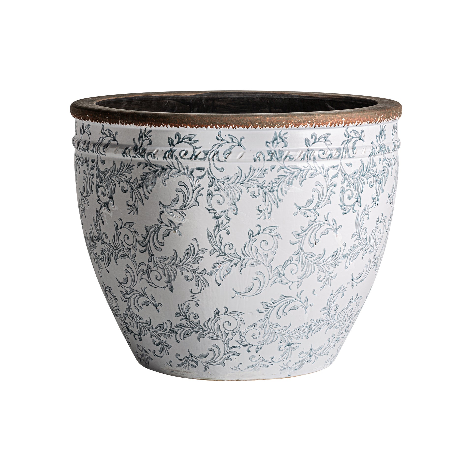 Jardinière Bleu Et Blanc En Porcelaine De Chine. Qianlong