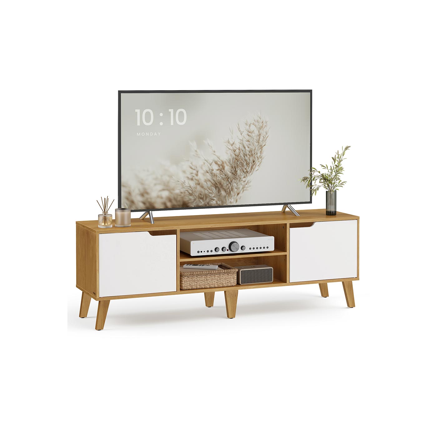 Genérico Mueble De Tv Para 65 Pulgadas Mesa Para Televisión Estilo Nórdico Color Roble - Imagen 3