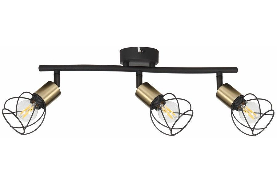 Lampa sufitowa wisząca Mahavi czarno-złota 3xE14x40W wym: 15,5 x 40 x 9 cm metal Reality