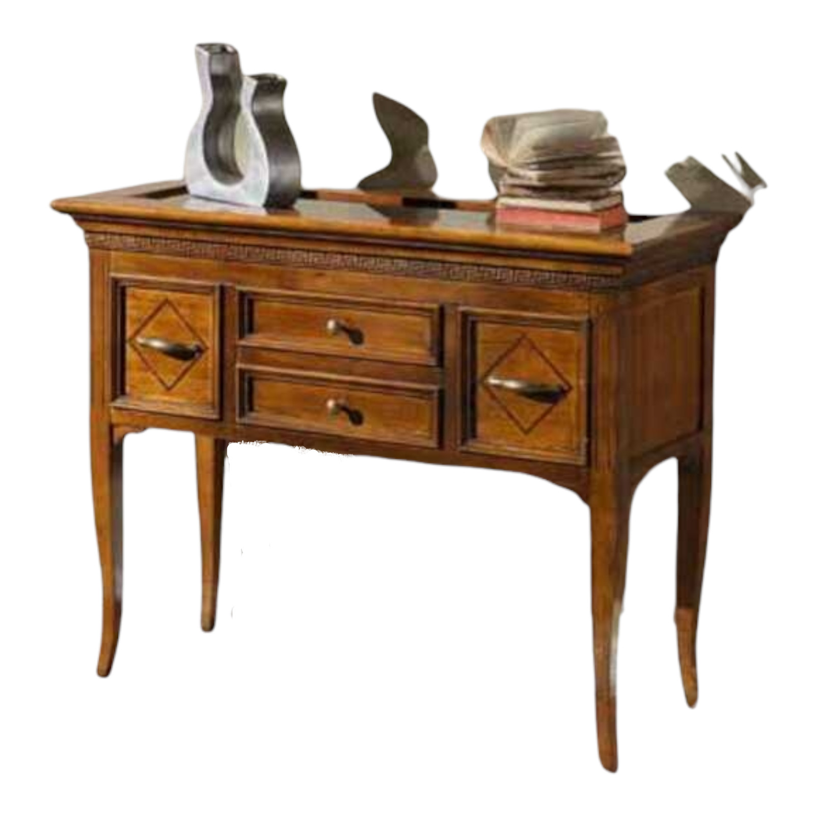 MOBILI 2G CONSOLLE IN LEGNO MASSELLO CON BACHECA E INTARSI