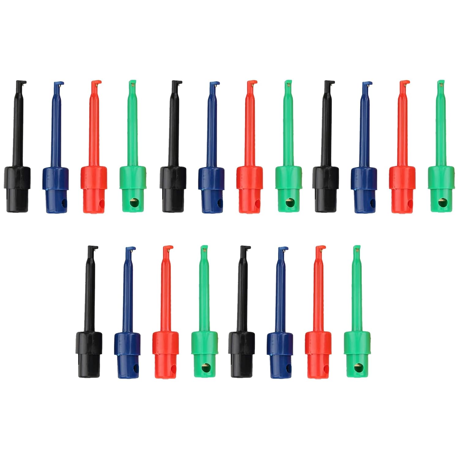 20 szt. hak do sondy pomiarowej multimetr elektroniczny klips testowy sonda PCB czarny czerwony zielony niebieski