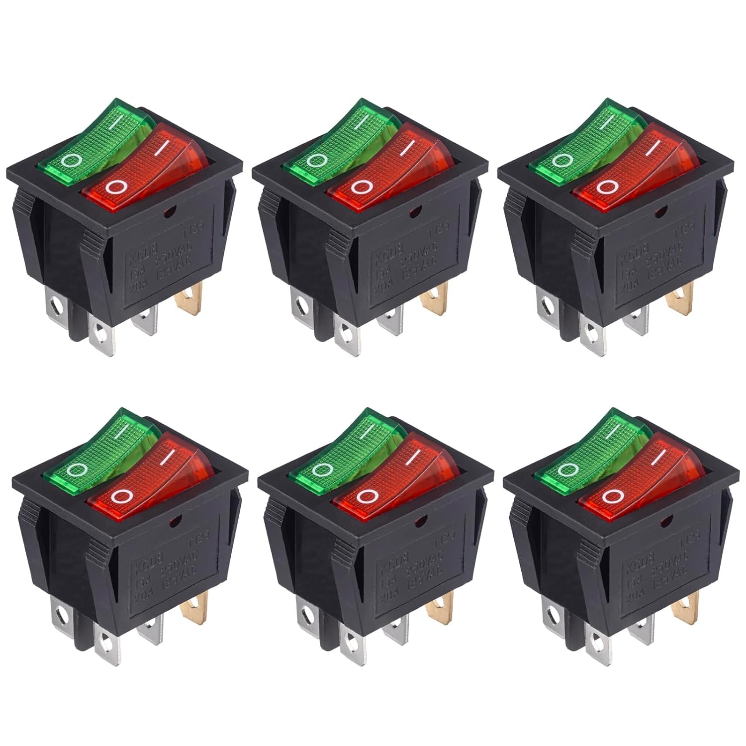 Interruptor basculante doble 15A 250VAC 20A 125VAC 6 pines ON/OFF