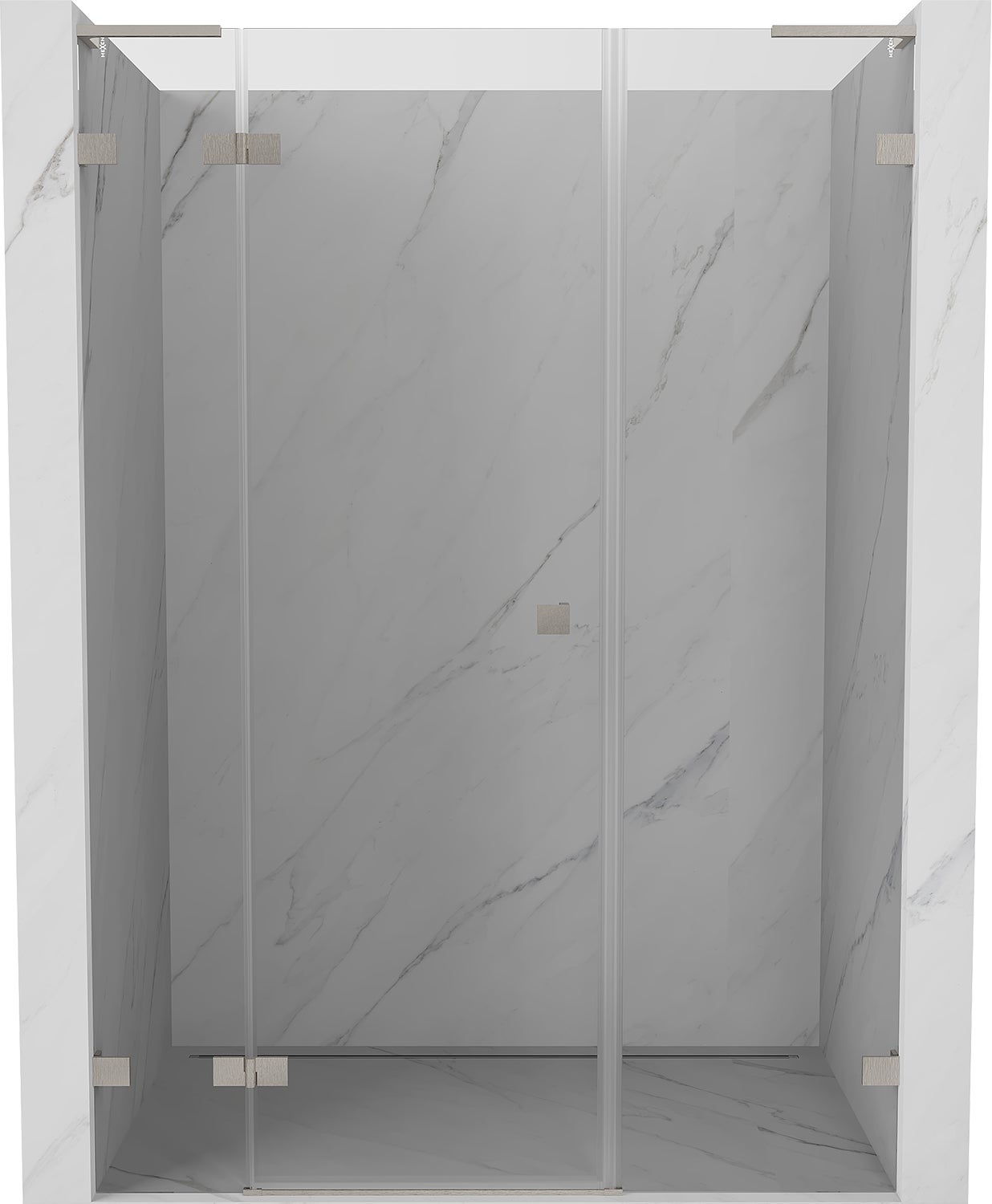 Mexen Lunar L drzwi prysznicowe uchylne lewe 160 cm, transparent, nikiel szczotkowany - 834SL-160-050-97-00-L