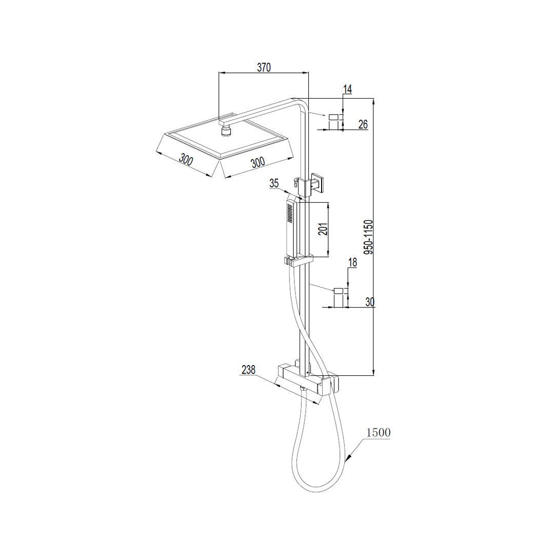 Square II colonne de douche carrée mécanique or brossé - 3