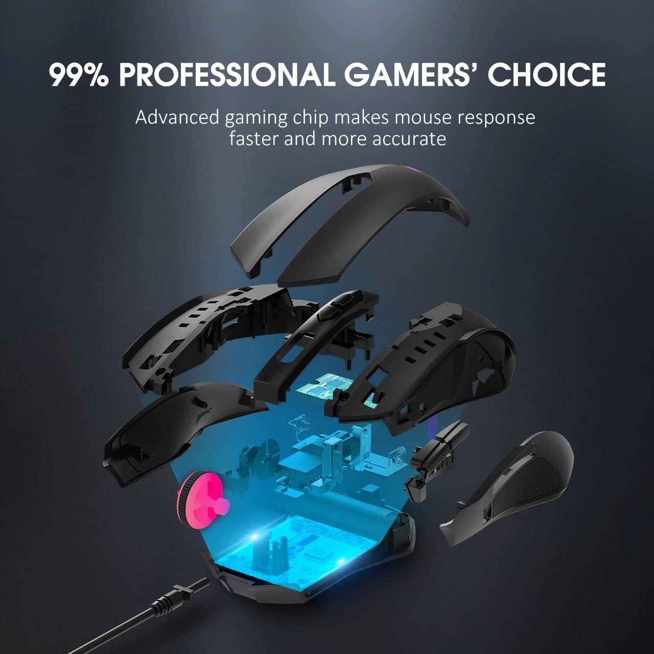 Mouse da gioco cablato, mouse da gioco per PC, sensore di gioco DPI avanzato a 5 livelli e 7200, ergonomico, 8 pulsanti programmabili, compatibile co - 5