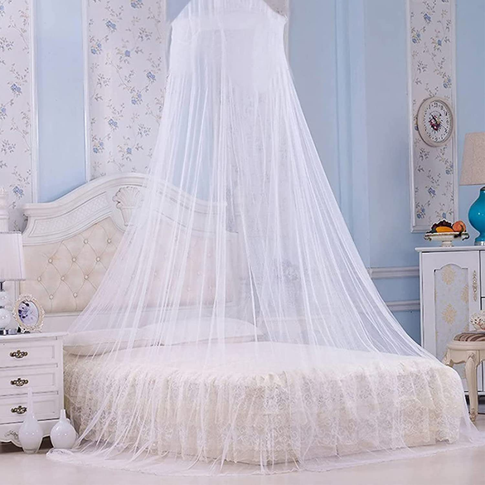 Moskitiera na łóżko podwójne, moskitiera kopułowa, uniwersalna moskitiera na łóżko podwójne z tkaniny tiulowej do podróży na świeżym powietrzu