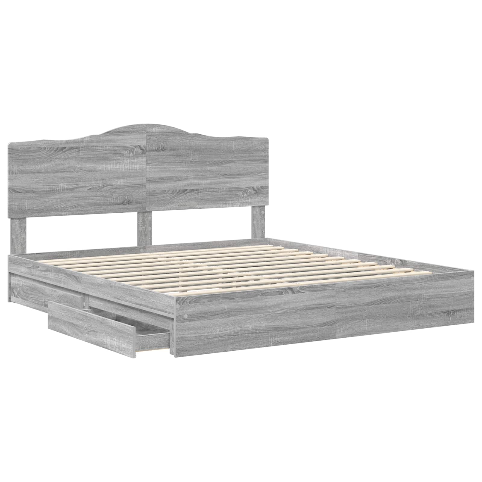 Lit avec rangement, panneau de bois, gris, pour la chambre, 180 × 200 cm - 5