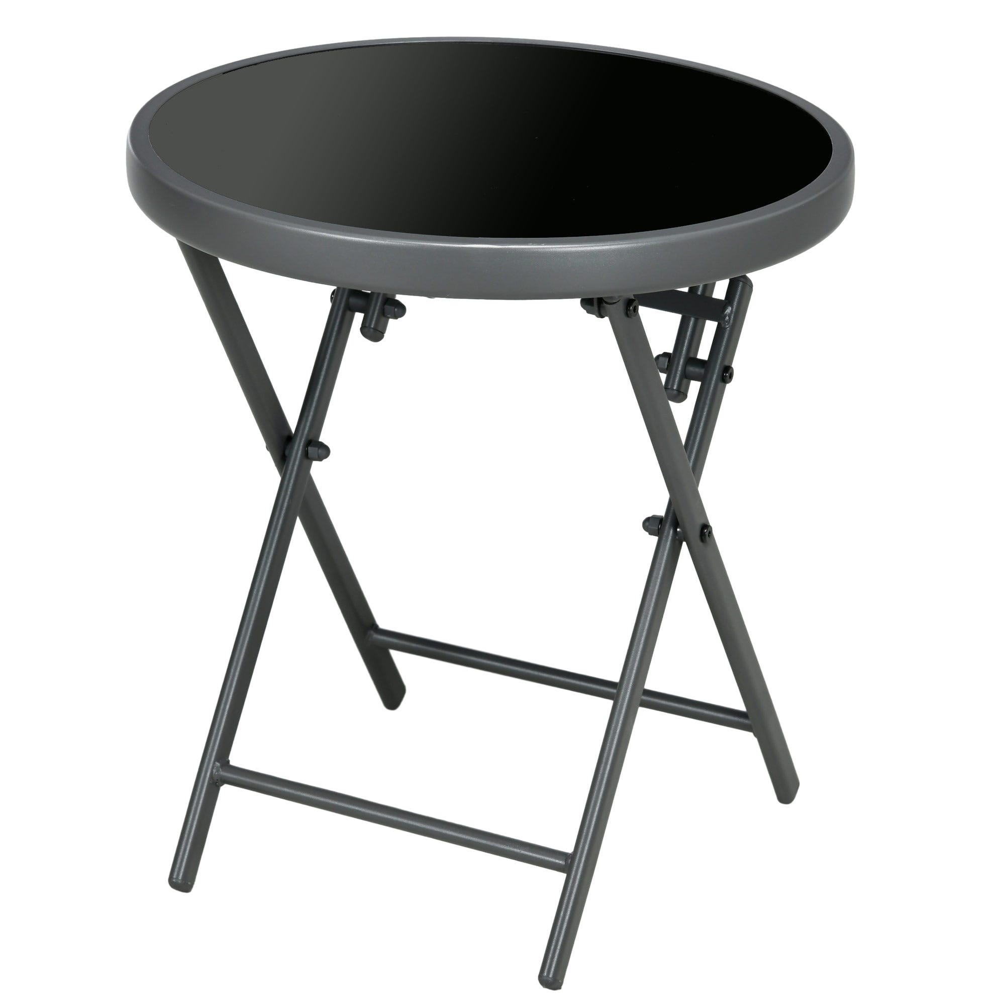 Table d’appoint pliante 45x45x50 cm, table ronde en verre, portable ...