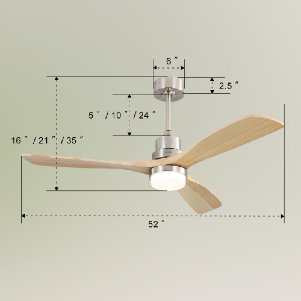 Ventilatore da soffitto 52pollici con illuminazione LED dimmerabile,6 velocità,3 pale in legno e motore DC reversibile per camera da letto e soggiorno - 3