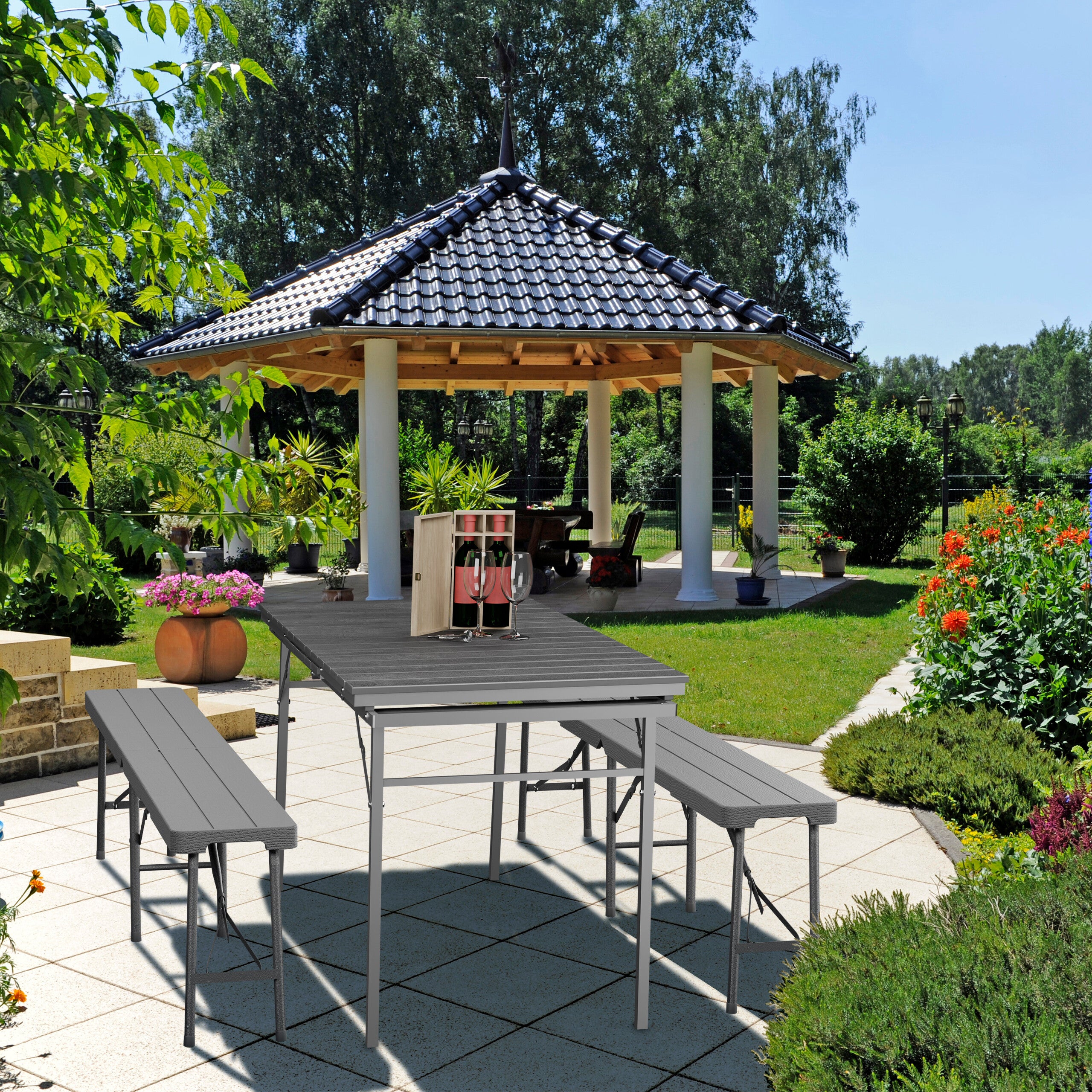 Tavolino Da Campeggio Relaxdays – Acciaio Argentato, Pieghevole, 55x95x53 Cm, Carico 50 Kg, Con Borsa Trasporto