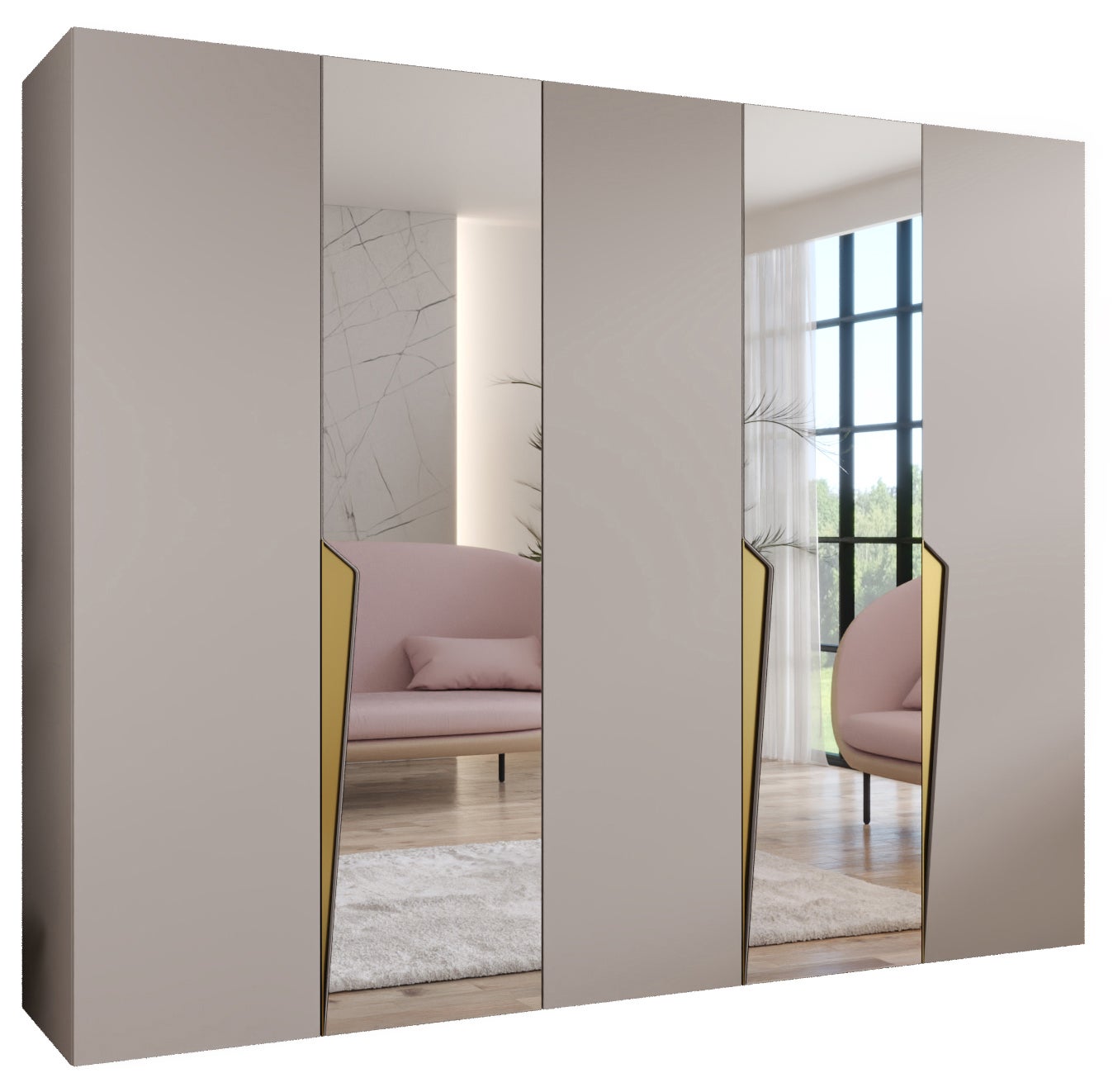 Szafa uchylna otwierana Piano 2 250 x 52 x 202 cm kaszmir + u. Złoty Abiks Meble