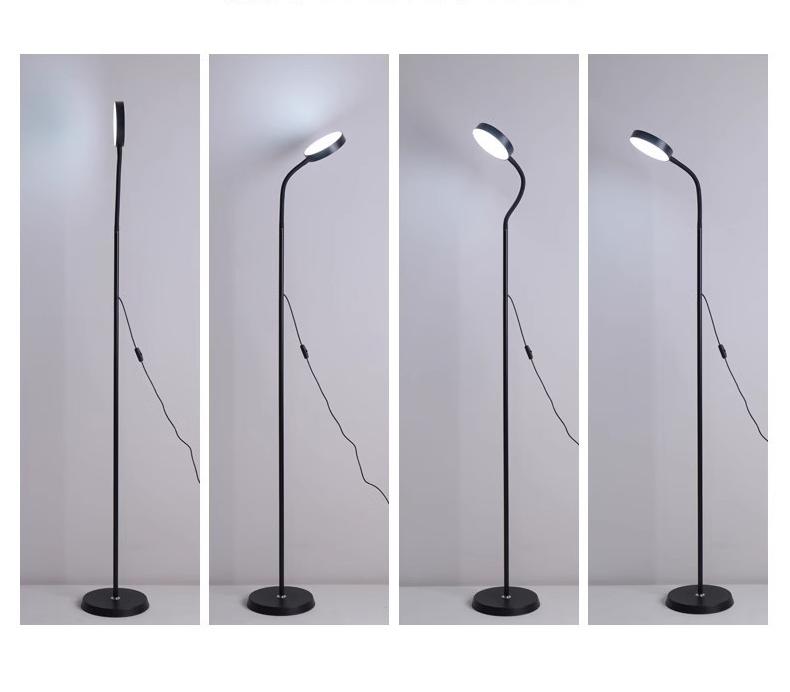 Lampadaire à réglage flexible, télécommande tactile, gradation continue, lampe de lecture LED, convient pour le bureau et l'étude (noir) - 8