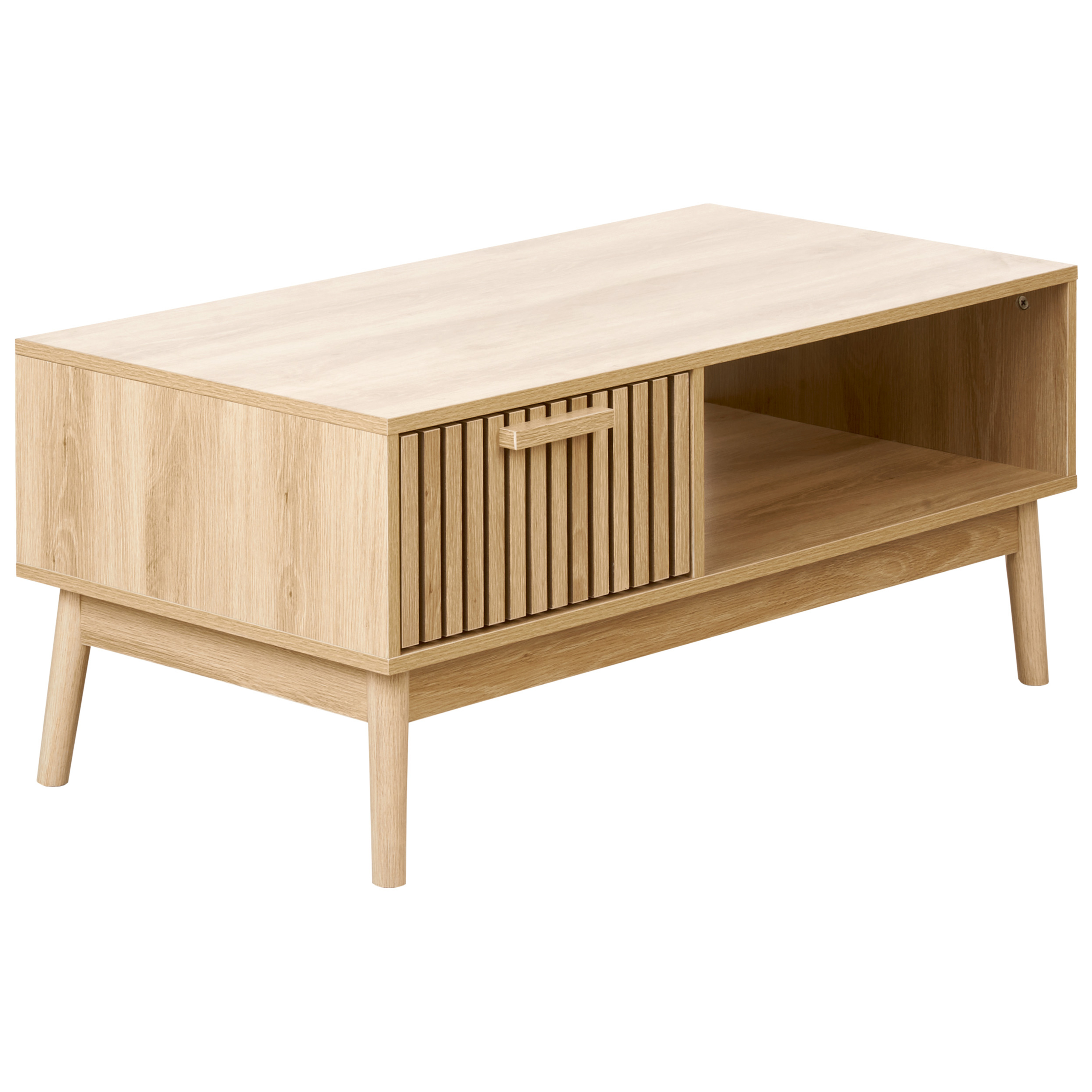 Beliani Mesa De Centro Lynwood Con Almacenaje Marrón/Claro , Leroy Merlin