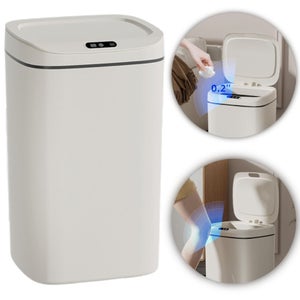 Poubelle Automatique Avec Capteur 8L - Couvercle Anti-odeurs - Design Blanc Moderne - Pour Salle De Bain & Cuisine