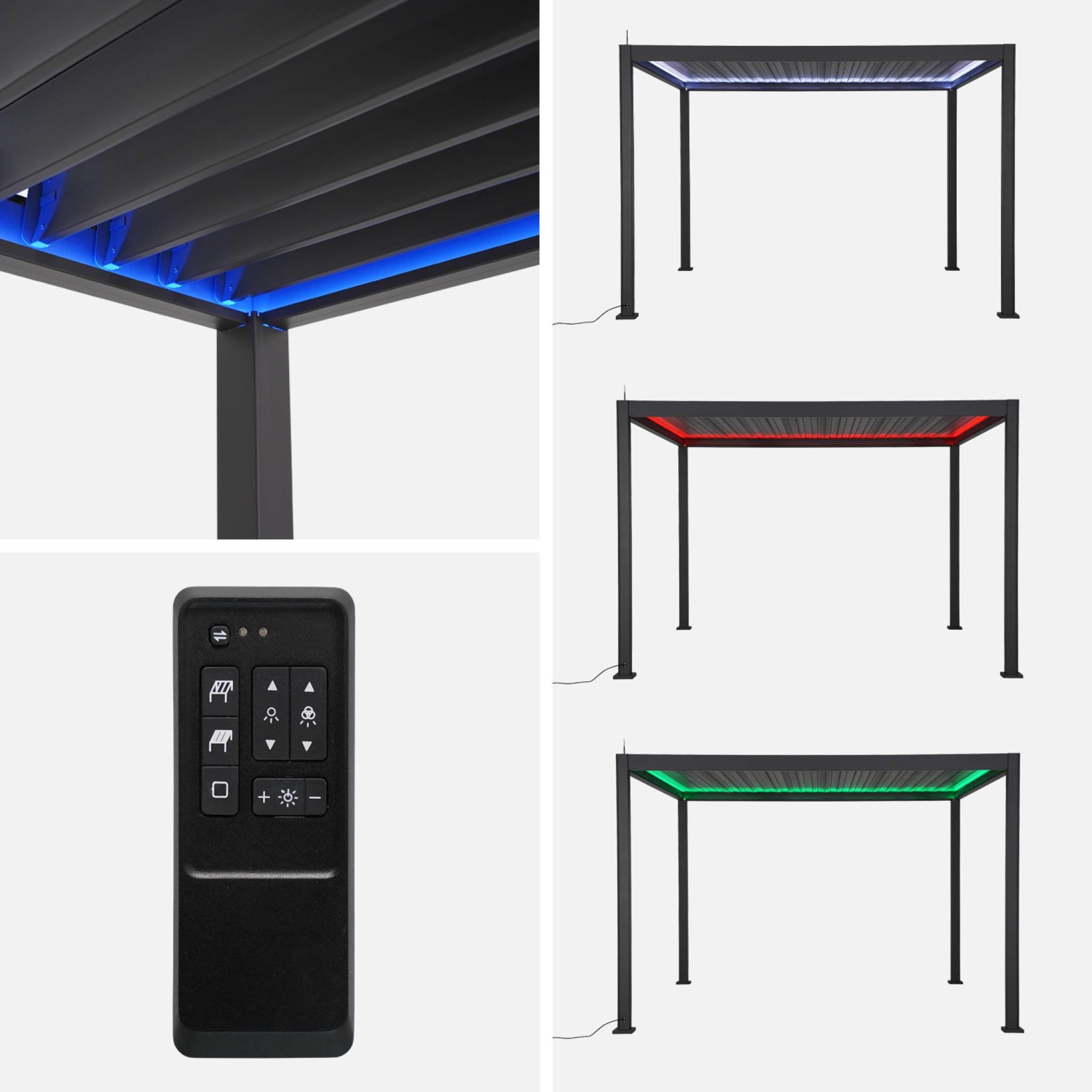Pérgola bioclimática elétrica 3x4 com iluminação LED + toldo 4m, Triomphe 3x4m LED + acessório, Antracite, 300x400x300 cm - 5