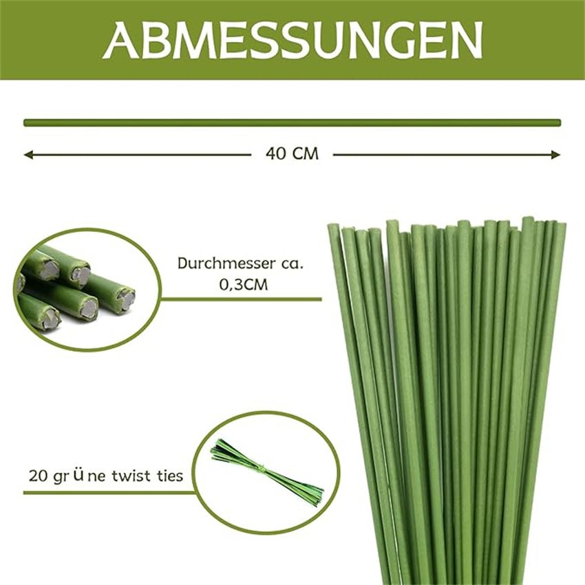 Lot de 20 tuteurs flexibles pour plantes,tiges de support pour plantes,tuteurs de jardin,utilisation intérieure(avec pince pour orchidées)-QWINERN - 8
