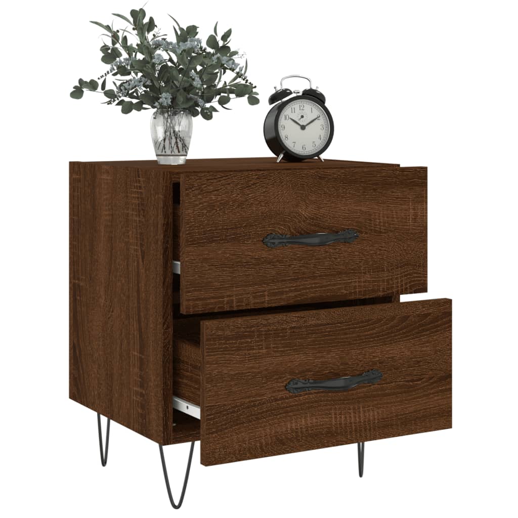 Table de chevet chêne marron 40x35x47,5 cm bois d’ingénierie - 3