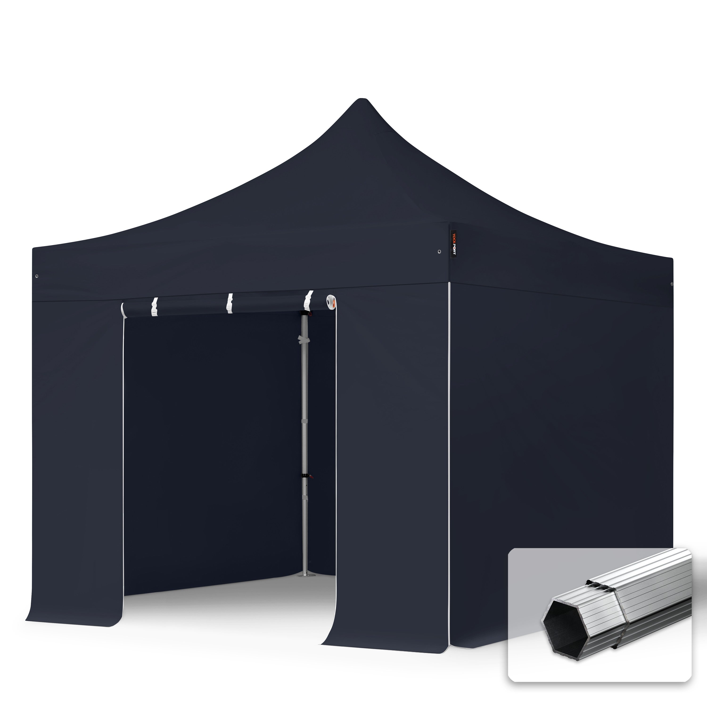 3x3 m Namiot Ekspresowy, PROFESSIONAL Alu 40mm, trudnopalny, ze ścianami bocznymi, bez okien, czarny