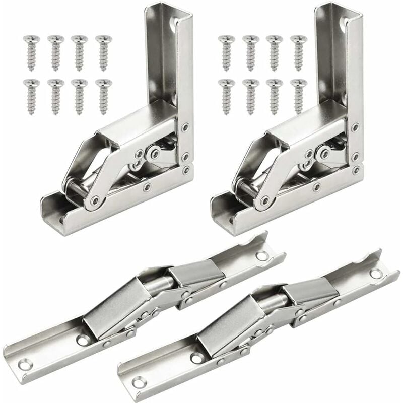4 szt. Zawiasów Składanych 90 Stopni Pełne Nakładanie Zawias Drzwi ze Stali Nierdzewnej Zawias Meblowy Kuchenny Niewidoczny z 16 Śrubami 6.8X6.8X2.2cm