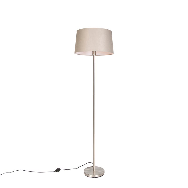 Qazqa nowoczesny lampa podłogowa z kloszem - Simplo - taupe, max. 60w, kompatybilny z żarówką LED, e27, 169cm, IP20 oświetlenie