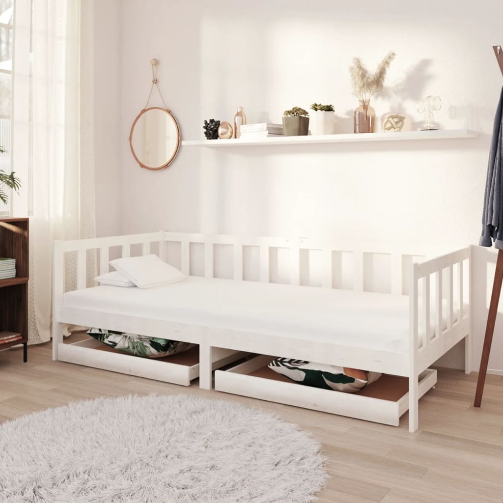 Maison exclusive - sofá cama con cajones madera de pino maciza blanco 90x200 cm
