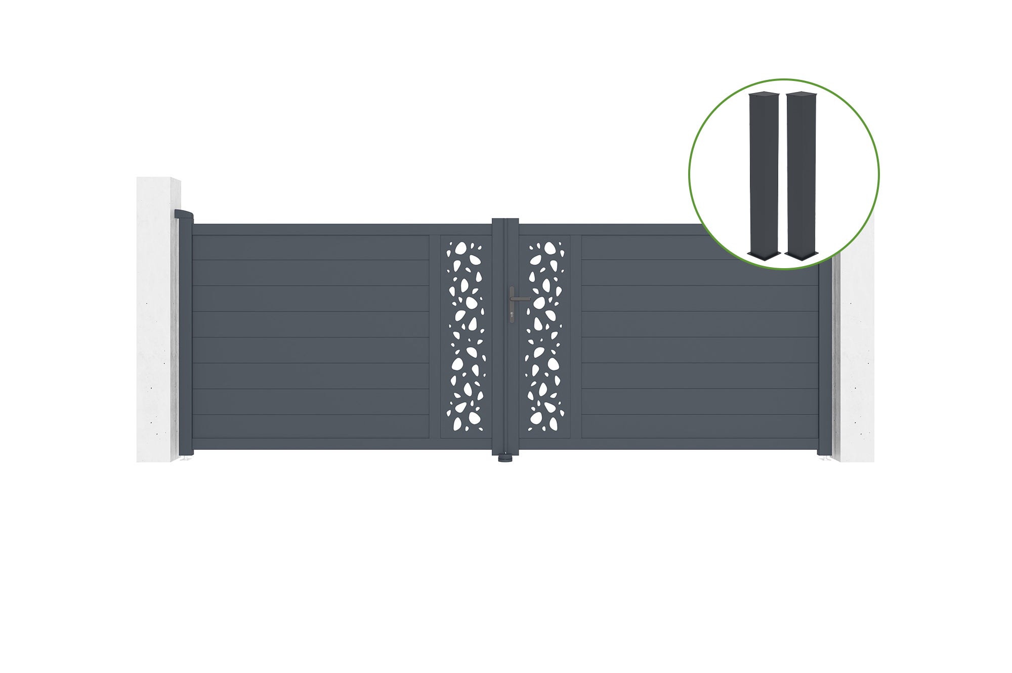 Brama skrzydłowa 4m SUNNY wys. 140cm aluminium szare + 2 słupki 20x20cm wys. 166