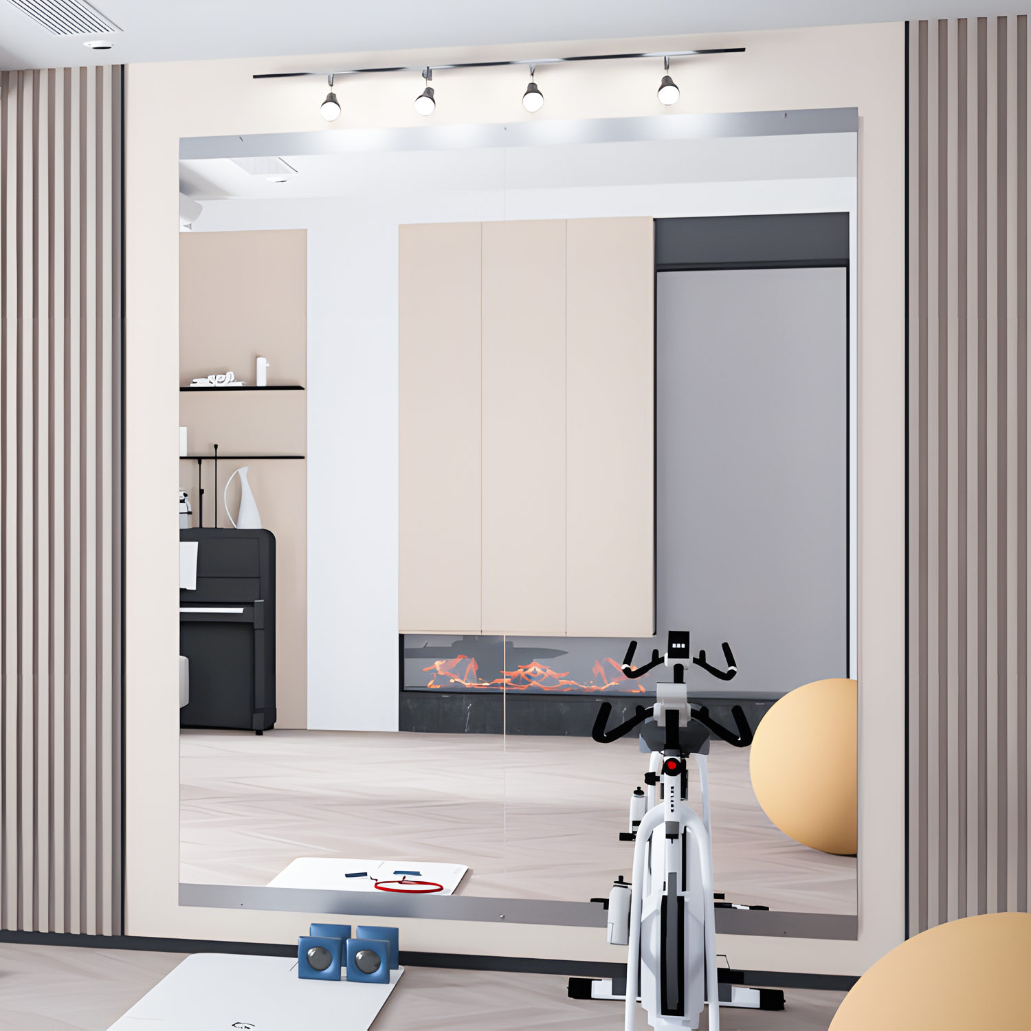 TRAHOME Specchio da parete per la casa e la palestra, 60 x 25 x 2 pezzi, a tutta lunghezza, in vetro, senza cornice, grande specchio per casa, palestra, allenamento, camera da letto