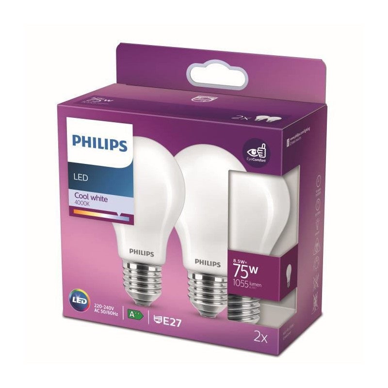 Philips Ampoule Led Equivalent W E Blanc Froid Non Dimmable Verre