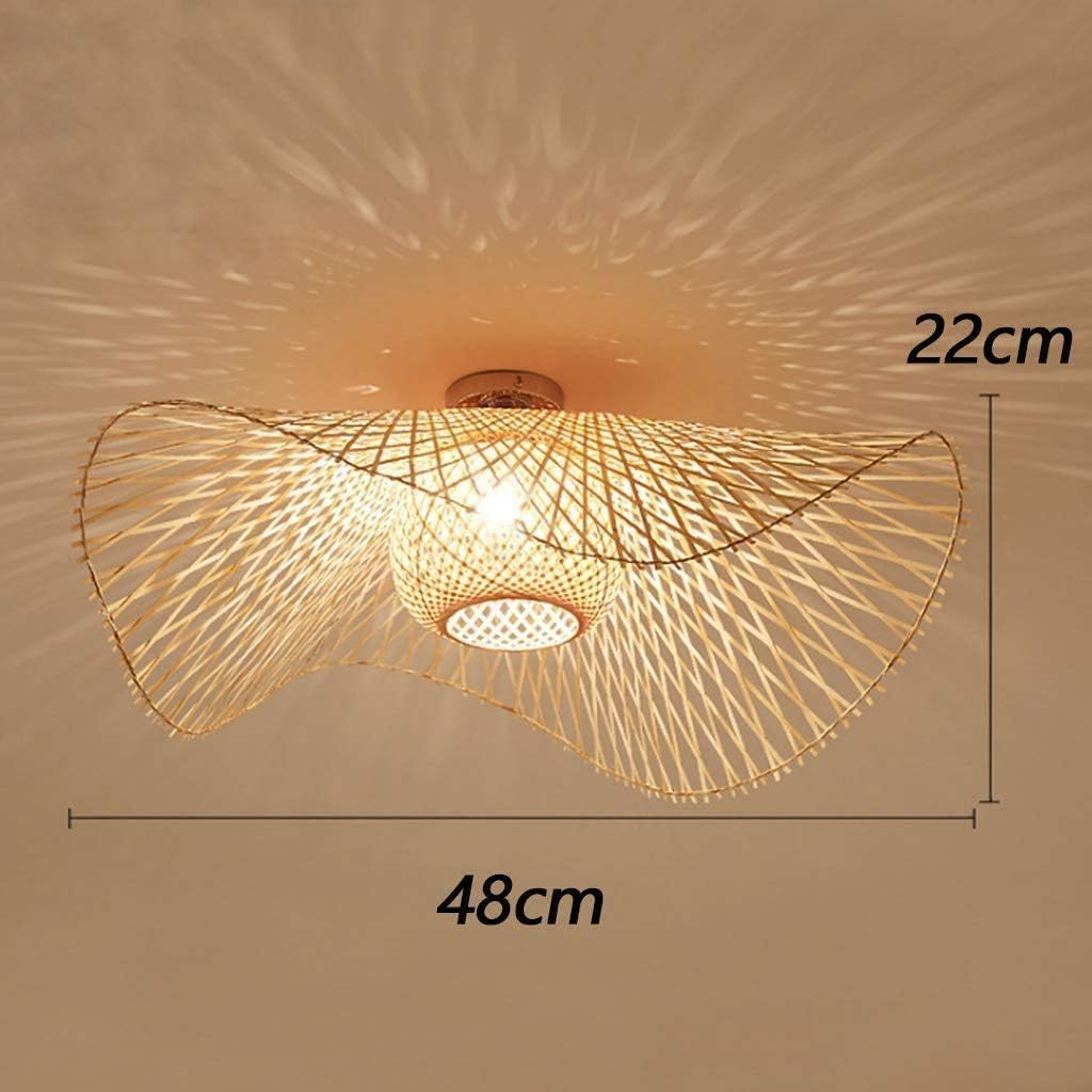 Plafonnier rétro, abat-jour en rotin, E27, décoration de salon, lampe suspendue pour café-bar, éclairage de chambre d'enfant - 6